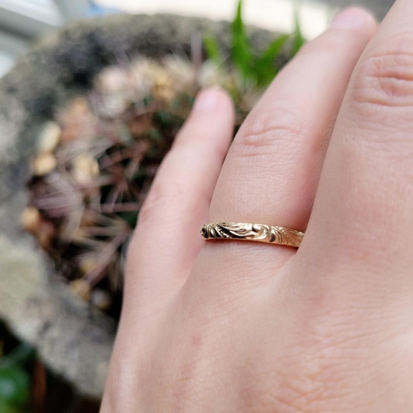 Solid 10K Handmade Ornate Edwardian Style Ring Band, size 6 - Picture 7 of 13